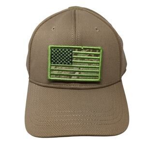 USA Flag Camo Fitted Baseball Hat Brown XL Outdoor Vent Holes Condor